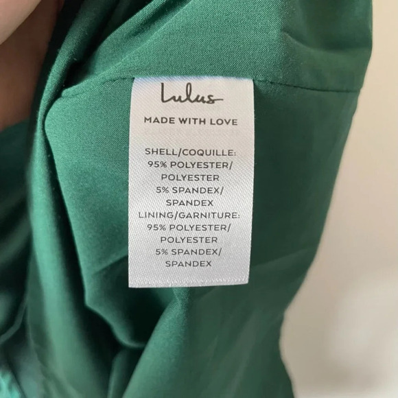 Lulus  Dreams Come True Emerald Green Satin Ruffled Mini Dress Sz S - Picture 10 of 10